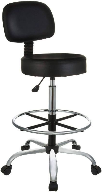 Photo 1 of AmazonBasics Multi-Purpose Drafting/Medical/Spa Stool with Adjustable Foot Rest - Black

