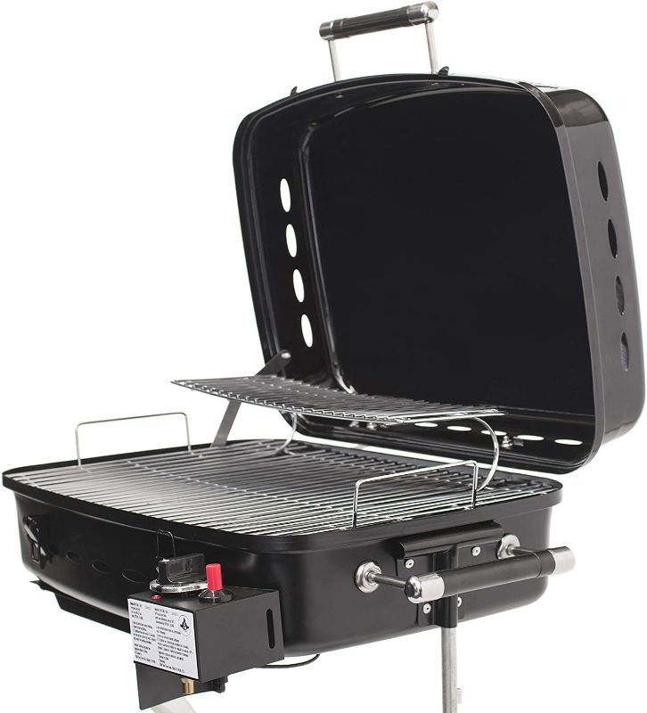 Photo 2 of Flame King - YSNHT500 RV Or Trailer Mounted BBQ - Motorhome Gas Grill - 214 Sq Inch Cooking Surface - Adjustable Flame Controller, Black
