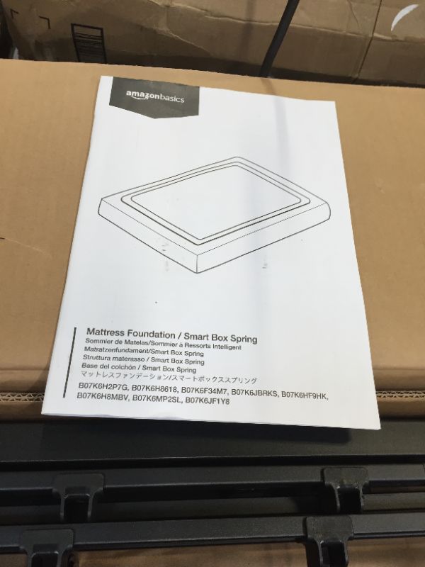 Photo 2 of Amazon Basics Smart Box Spring Bed Base, 5-Inch Mattress Foundation - Full Size, Tool-Free Easy Assembly & Metal Bed Frame, 9-Leg Base for Box Spring and Mattress - Full, 74.5 x 53.5-Inches. 