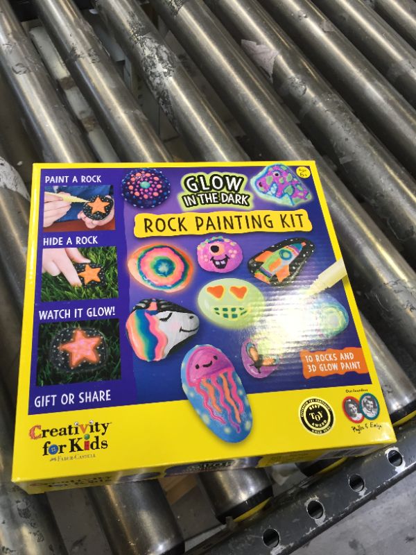 Photo 3 of Creativity for Kids Glow In The Dark Rock Painting Kit - Paint 10 Rocks with Water Resistant Glow Paint - Crafts for Kids. Box Packaging Damaged,  Item is New
