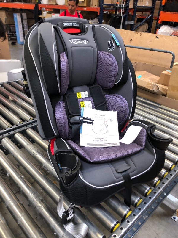 Photo 4 of Graco SlimFit 3 in 1 Car Seat, Slim & Comfy Design Saves Space in Your Back Seat, Annabelle. Missing Cups, Scratches and Scuffs on Item. Box Packaging Damage. Cut in item Side