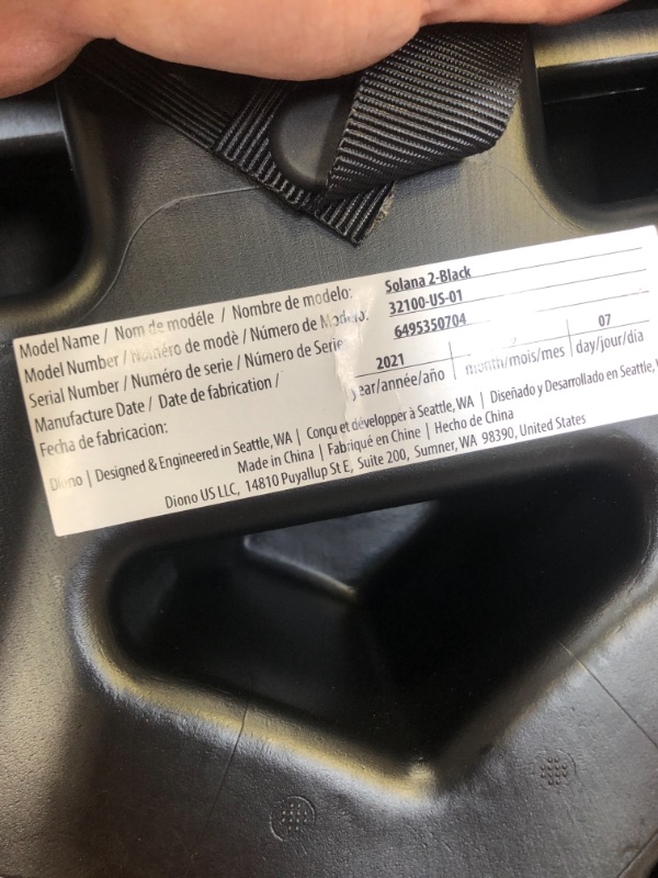 Photo 3 of Diono Solana 2 XL, Dual Latch Connectors, Lightweight Backless Belt-Positioning Booster Car Seat, 8 Years 1 Booster Seat, Black
