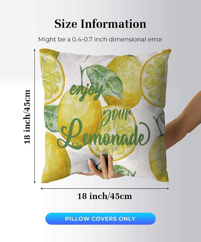 Photo 2 of Artivestion Summer Pillow Covers 18X18 Set of 6, Outdoor Pillow Covers, Lemon Farmhouse Decor Pillow Covers for Living Room Couch Bedding Porch Outdoor
