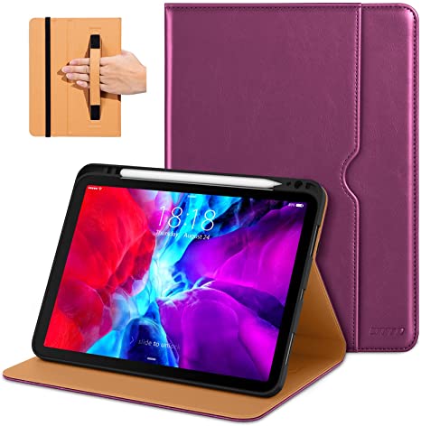 Photo 1 of DTTO New iPad Pro 11 Case 2nd Generation 2020&2018, Premium PU Leather Business Folio Stand Cover [Apple Pencil Pair and Charge Supported] - Auto Wake/Sleep and Multiple Viewing Angles, Purple
