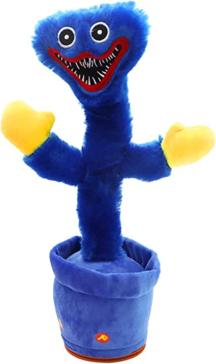 Photo 1 of Dancing Cactus Huggy Wuggy Toy for Kids,Talking Huggy Wuggy Plush Singing Cute Soft Gift,Talking Poppy Playtime Toy Attract Children's Attention Record Repeating What You Say with 120 Music(Blue)
