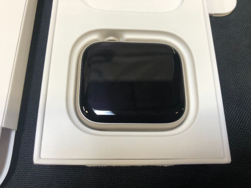 Photo 1 of Apple Watch Series 7 (GPS) 45mm Starlight Aluminum Case with Starlight Sport Band - Starlight
