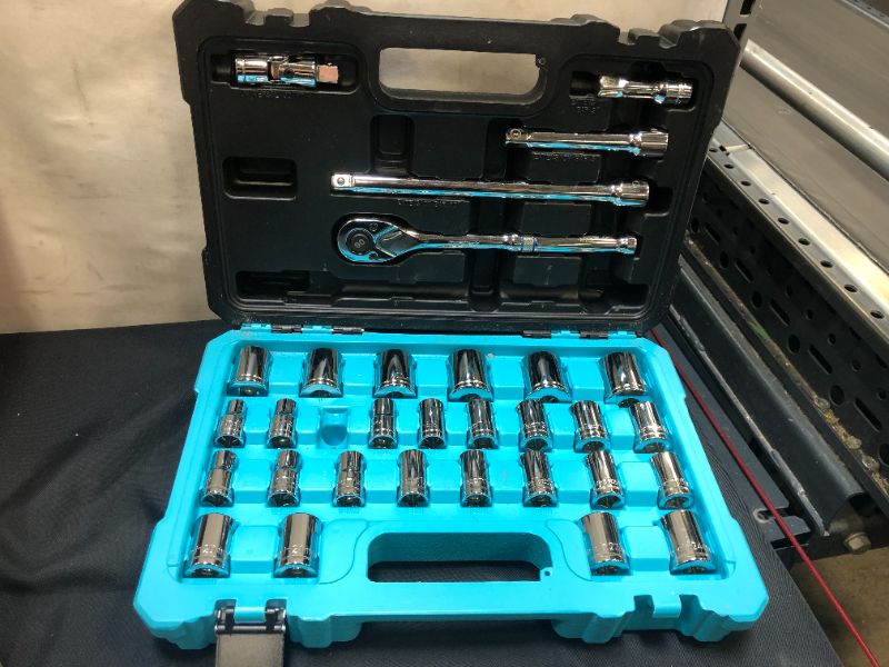 Photo 2 of DURATECH 1/2" Drive Socket Set, 33-piece, Including Metric/SAE Sockets, 1/2-Inch Ratchet, Breaker Bar and Socket Adapters
