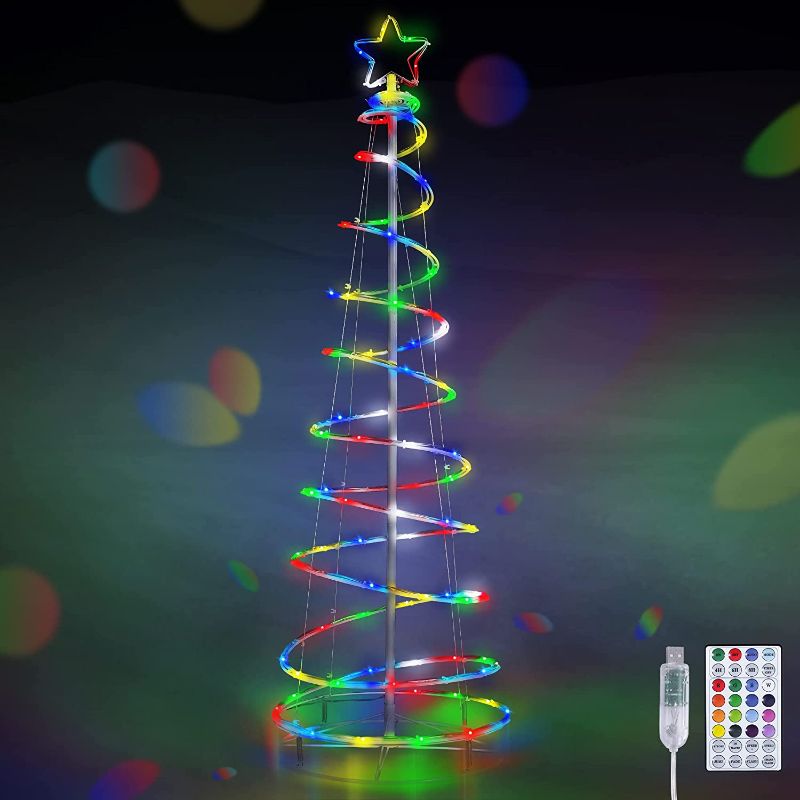 Photo 1 of Bexdir Spiral Christmas Tree with Lights, 1.6FT 100 Led Tree Twig Trees with 8 Modes Remote, 50000H Artificial Prelit Tree Decor Christmas, Party, Home, Wedding, Bedroom, Patio, Indoor (Multi-Color)