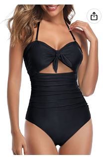 Photo 1 of Tempt Me Women Sexy Cutout One Piece Swimsuits Tummy Control High Waisted Halter Front Tie Knot Bathing Suit SIZE LARGE 