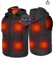 Photo 1 of Heated Vest with Hood, Lightweight Battery Charged Electric Heating Vest with Detachable Hoodie for Hunting Hiking Camping, Size Adjustable for Men Women