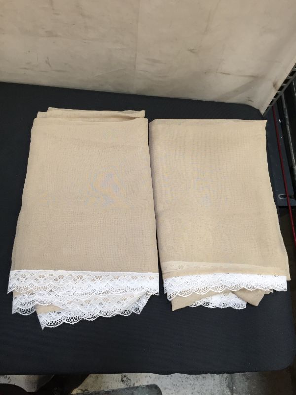 Photo 1 of 2 PACK - TABLECLOTH (TAN/WHITE LACE TRIM)