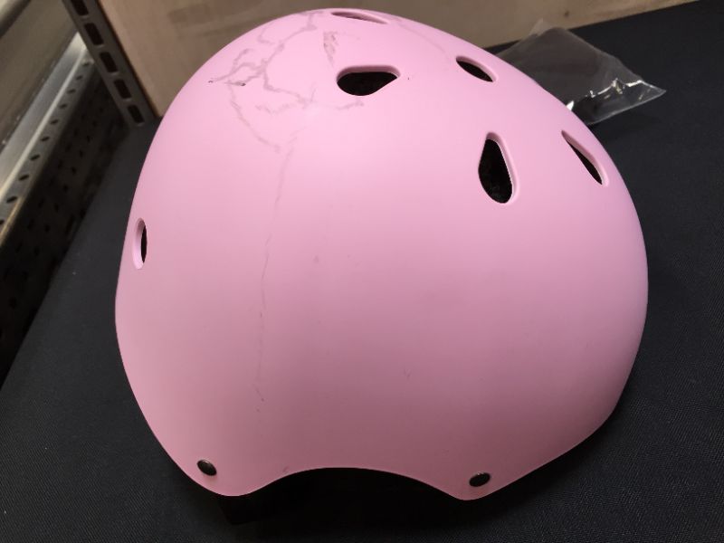 Photo 3 of Skateboard Bike Helmet CPSC Certified Lightweight Adjustable, Multi-Sport for Bicycle Cycling Skate Scooter, 3 Sizes MATTE PINK, SMALL
USED, SCRATCHED 