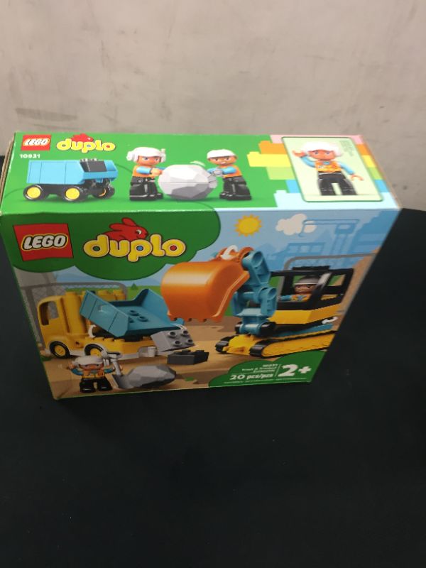 Photo 2 of LEGO DUPLO Construction Truck & Tracked Excavator 10931 Building Site Toy for Kids Aged 2 and Up; Digger Toy and Tipper Truck Building Set for Toddlers (20 Pieces) - box has damage 