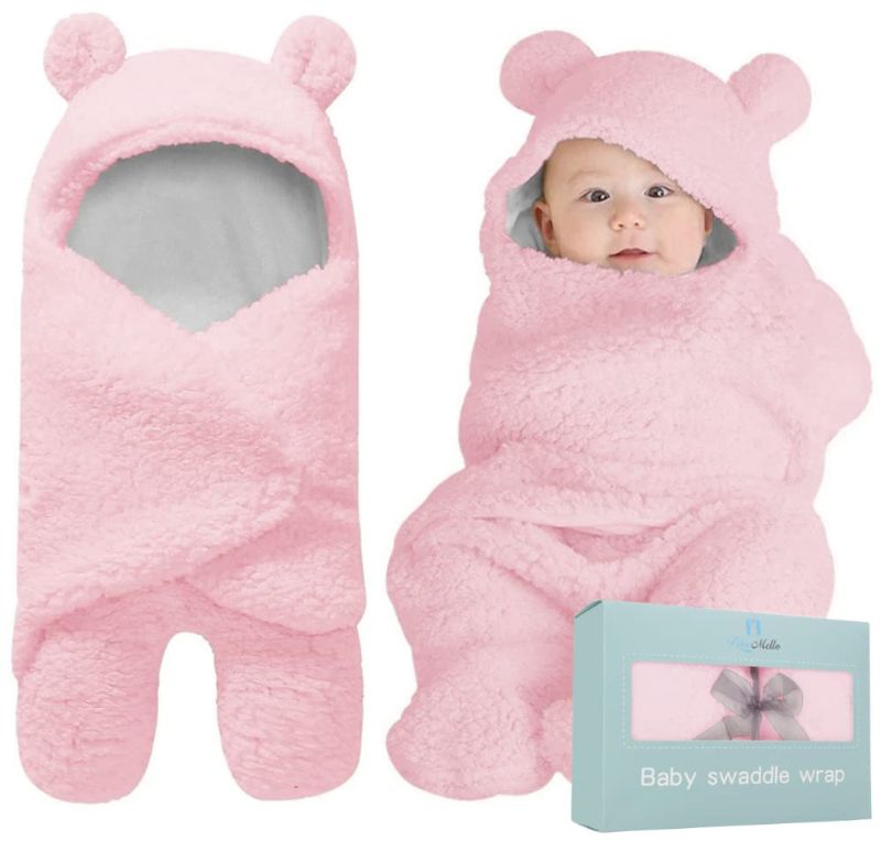 Photo 1 of BlueMello Baby Swaddle Blanket | Ultra-Soft Plush Essential for Infants 0-6 Months | Receiving Swaddling Wrap Pink | Ideal for Baby Boy Accessories and Newborn Registry | Perfect Baby Girl Shower Gift