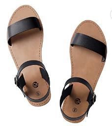 Photo 1 of Rekayla Flat Faux Leather Ankle Strap and Adjustable Buckle Sandals for Women
SIZE 9