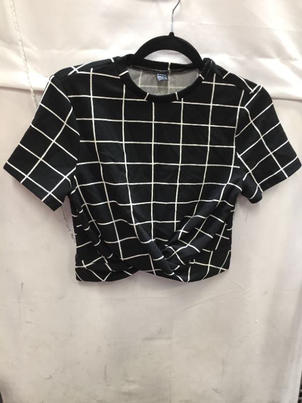 Photo 2 of SheIn Women's Two Piece Plaid Short Sleeve Top and Elastic Waist Pant Set Suit SIZE LARGE 
stock photo shows pattern and pants ONLY - TOP IS SHORT SLEEVE CROP 