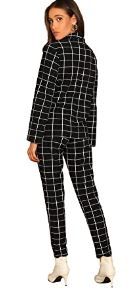 Photo 1 of SheIn Women's Two Piece Plaid Short Sleeve Top and Elastic Waist Pant Set Suit SIZE LARGE 
stock photo shows pattern and pants ONLY - TOP IS SHORT SLEEVE CROP 