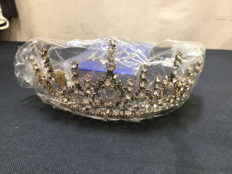 Photo 1 of SWEETV Tiaras and Crowns for Women, Gold Tiara Earrings Necklace, 3-pack Bridal Jewelry Set, Crystal Costume Jewelry for Party Halloween Prom Pageant