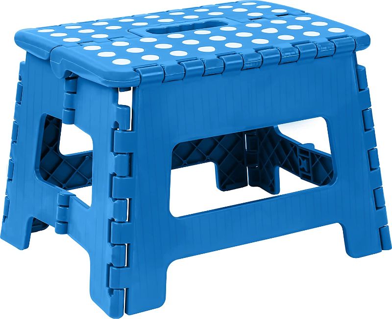 Photo 1 of Utopia Home Foldable Step Stool for Kids - 11 Inches Wide and 8 Inches Tall - Holds Up to 300 lbs - Lightweight Plastic Folding Step Stool for Kids, Kitchen, Bathroom & Living Room (Blue, 1)