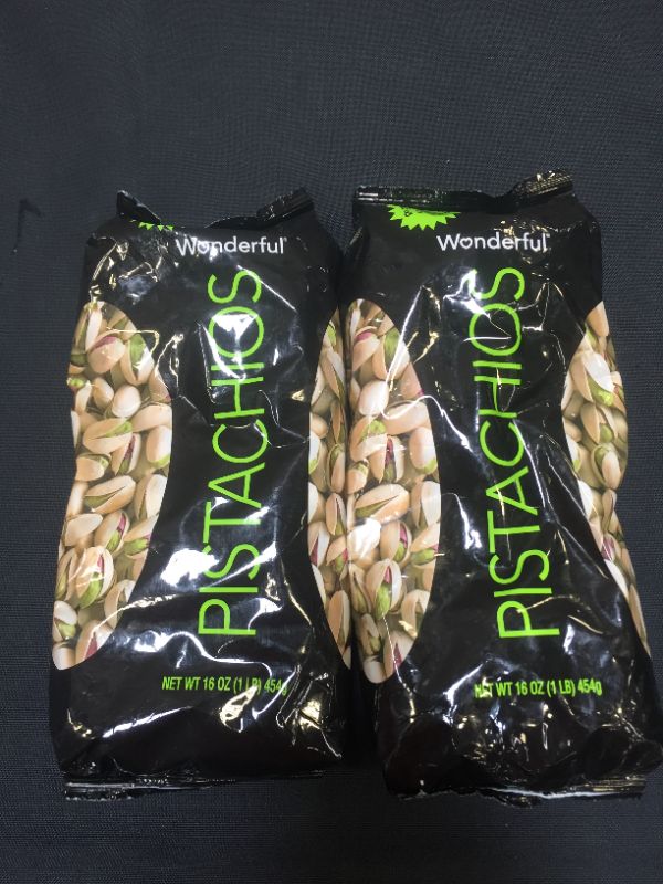 Photo 2 of 2 PACK - Wonderful Pistachios, Roasted and Salted Nuts, 16 Ounce Bag
EXP JULY 19 2022