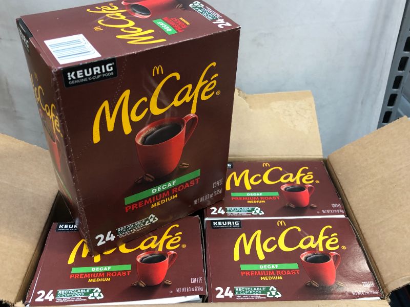 Photo 1 of McCafe Premium Roast Decaf Coffee K-Cup Pods, Decaffeinated, 24 pods - 8.3 oz  4Boxes exp 08-2022
