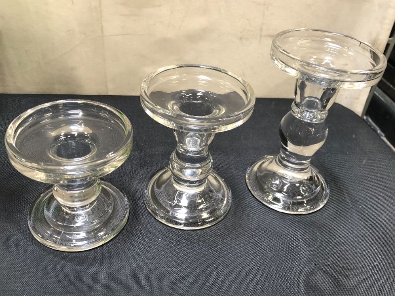 Photo 1 of 3pcs Transparent Glass Candle Holders smalls 
