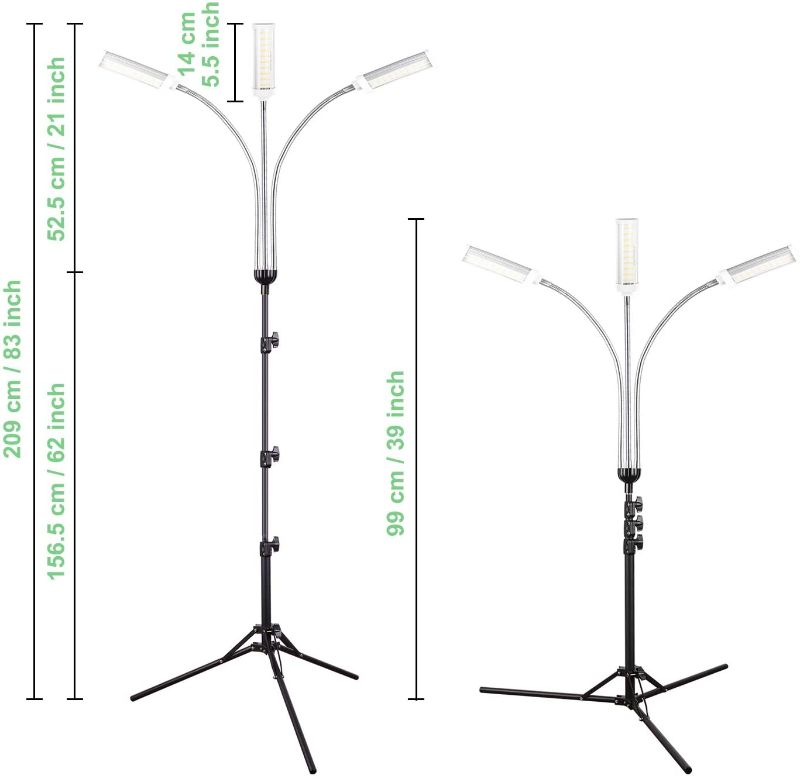 Photo 1 of Emiral Plant Grow Light for Indoor Plants, Full Spectrum Led Grow Light with Stand, Three Heads for Soil Growing Lamp, Adjustable Tripod 15-47in, 3/6/12H Timer and 3 Modes ...
