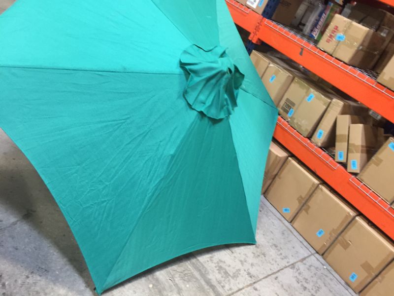 Photo 3 of 7.5 ft Patio Umbrella Outdoor Market Table Umbrella with Crank, 6 Ribs, Polyester Canopy, Dark Green

