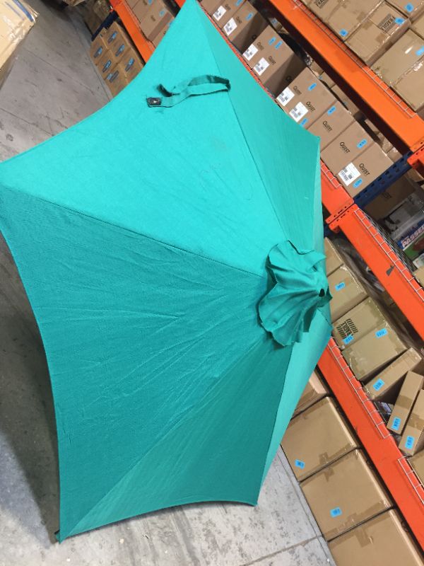 Photo 8 of 7.5 ft Patio Umbrella Outdoor Market Table Umbrella with Crank, 6 Ribs, Polyester Canopy, Dark Green
