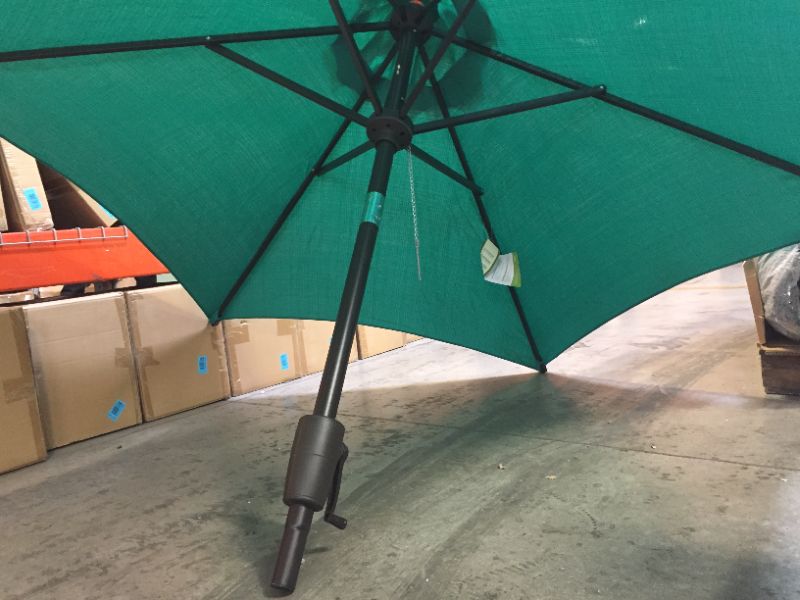 Photo 7 of 7.5 ft Patio Umbrella Outdoor Market Table Umbrella with Crank, 6 Ribs, Polyester Canopy, Dark Green
