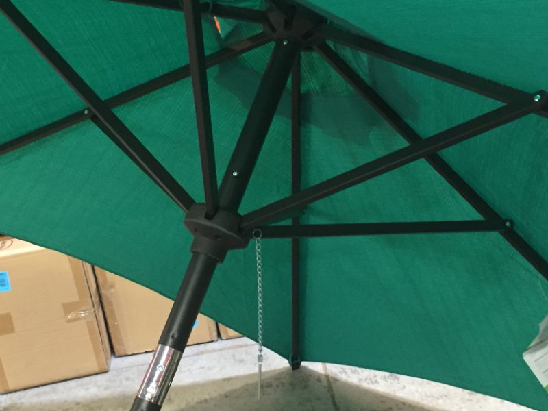 Photo 4 of 7.5 ft Patio Umbrella Outdoor Market Table Umbrella with Crank, 6 Ribs, Polyester Canopy, Dark Green
