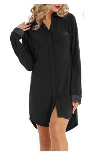 Photo 1 of Zexxxy Women's Nightgowns Button Down Sleep Shirts Boyfriend Nightshirt Soft Long Sleeve Pajama LARGE 