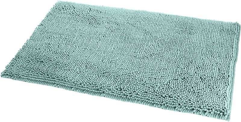 Photo 1 of 2Non-Slip Microfiber Shag Bathroom Rug Mat, 21" x 34", 31" x 20", Seafoam Green