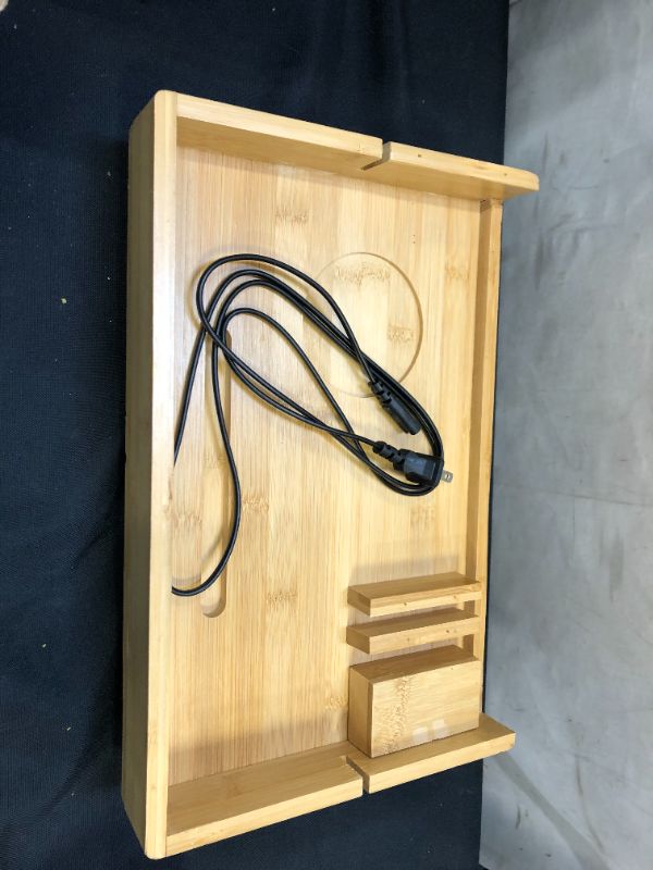 Photo 2 of Bamboo Bedside Bed Shelf- with USB Ports to Charge Devices, Powder Coated, Attachable Removable Bedside Tray, 
