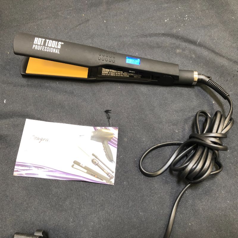 Photo 4 of HOT TOOLS Professional Wide Plate Digital Salon Flat Iron for Reduced Frizz, 1 1/4 Inches
