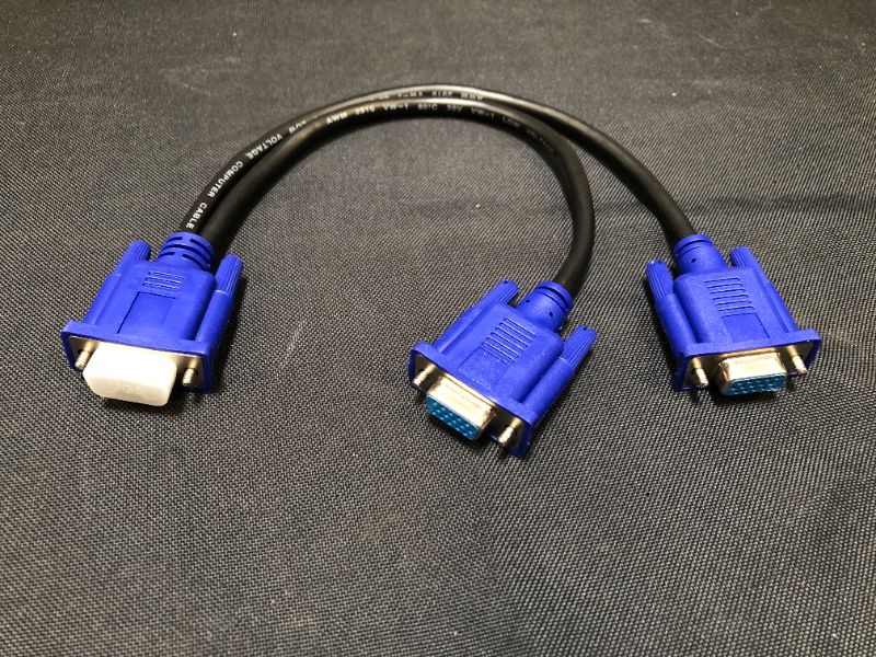Photo 2 of Pasow VGA Splitter Cable Dual VGA Monitor Y Cable 1 Male to 2 Female Adapter Converter Video Cable for Screen Duplication  