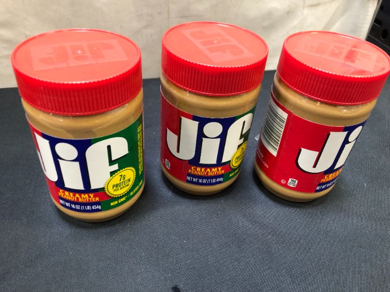Photo 1 of Jif Creamy Peanut Butter, 16-Ounce 3 pcs exp date 05/2023
