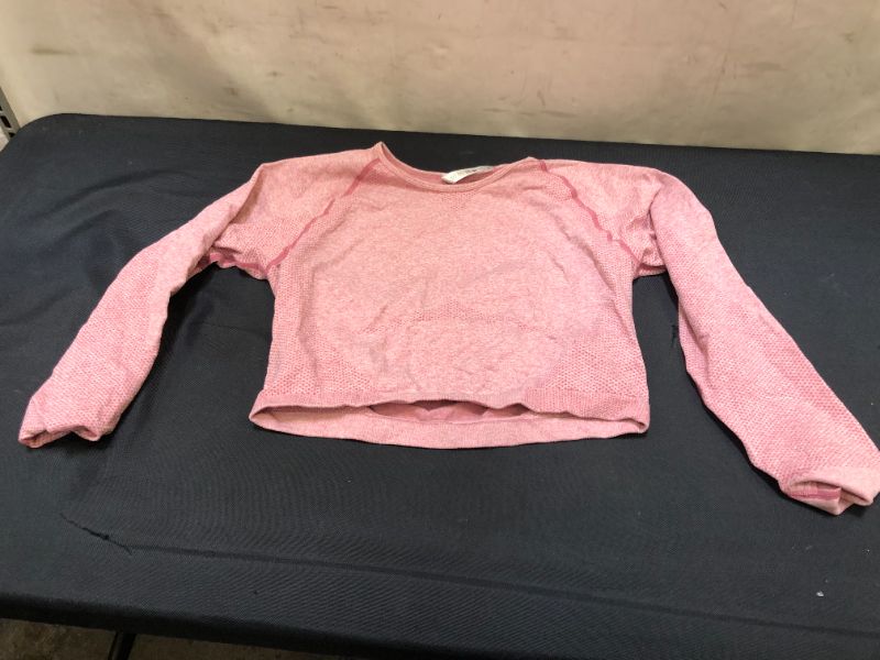 Photo 1 of seamless long sleeve pink yoga crop t shirt with leggings size XL 