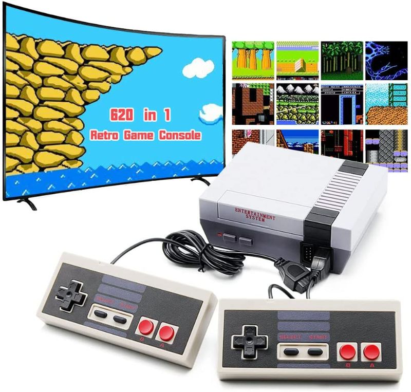 Photo 1 of 620 Mini Classic Retro Game Console with 2 Classic Controllers and Built-in 620 Games, LaBold AV Output Plug & Play Old School All in One Game System, Video Games Console for Kids & Adults
