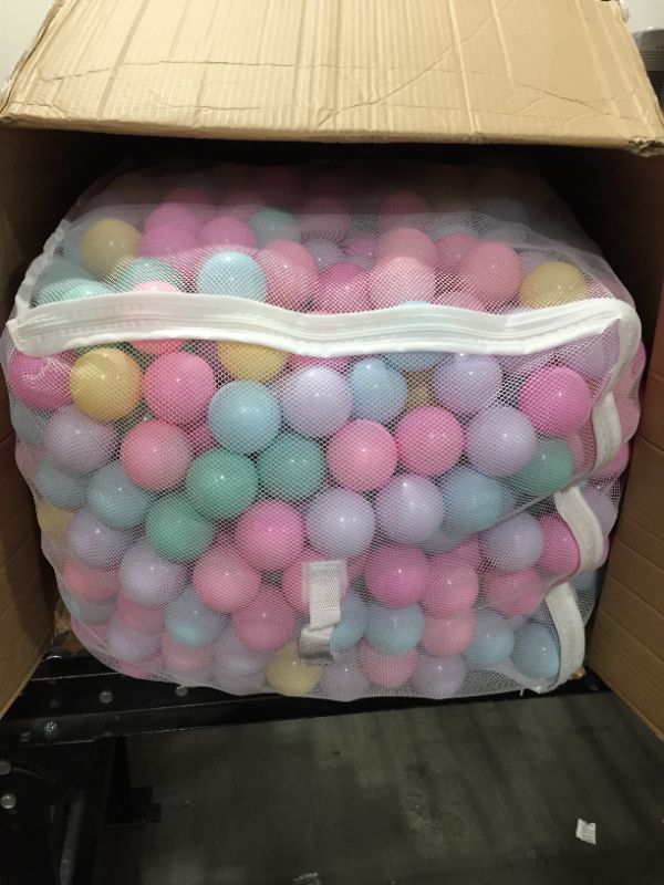 Photo 2 of Amazon Basics BPA Free Crush-Proof Plastic Ball Pit Balls with Storage Bag, Toddlers Kids 12+ Months, 6 Pastel Colors - Pack of 1000
