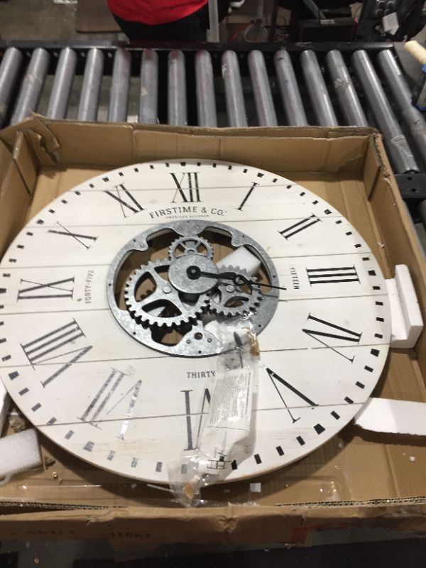 Photo 2 of 27 Shiplap Farmhouse Gears Wall Clock Aged White - FirsTime  Co.