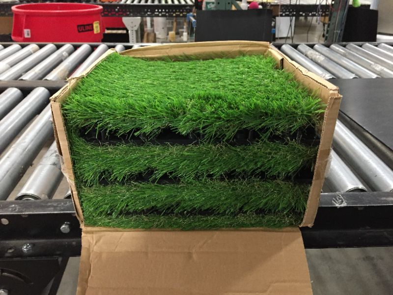 Photo 2 of 6 PCS Artificial Grass Turf Tile (1x1 ft, 1.5 in Pile Height), Grass Tiles - Soft Pet Turf Grass Mat, Artificial Grass Tiles Interlocking Self - Garden Flooring Décor
