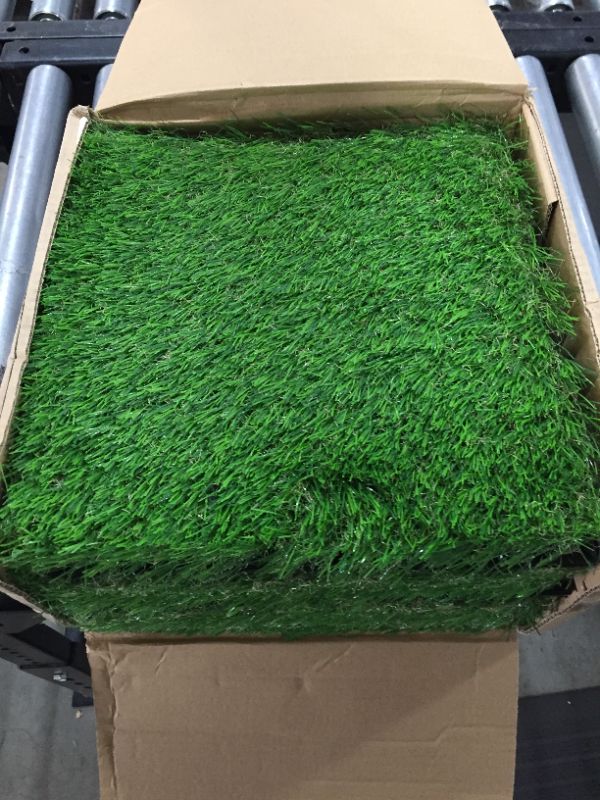 Photo 3 of 6 PCS Artificial Grass Turf Tile (1x1 ft, 1.5 in Pile Height), Grass Tiles - Soft Pet Turf Grass Mat, Artificial Grass Tiles Interlocking Self - Garden Flooring Décor
