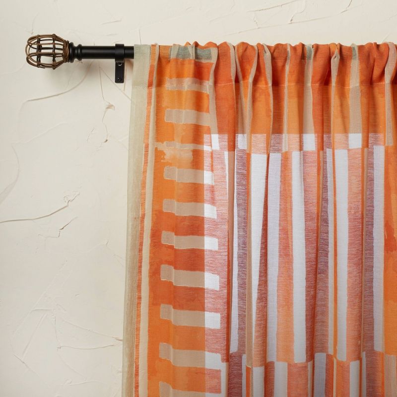 Photo 1 of 1pc 54"x84" Sheer Ophelia Printed Burnout Window Curtain Panel Orange - Opalhouse™ Designed with Jungalow™
