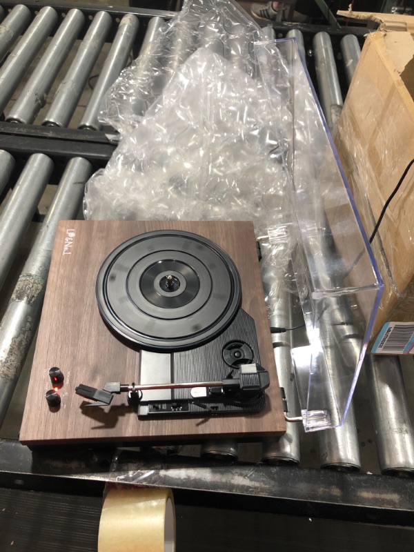 Photo 1 of LP&No.1 Bluetooth Vinyl Record Player with External Speakers, 3-Speed Belt-Drive Turntable for Vinyl Albums with Auto Off and Bluetooth Input,Walnut Wood