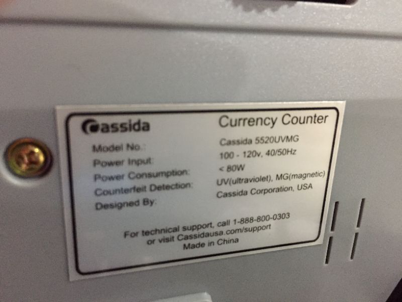 Photo 4 of Cassida 5520 UV/MG - USA Money Counter with UV/MG/IR Counterfeit Detection - Bill Counting Machine w/ ValuCount