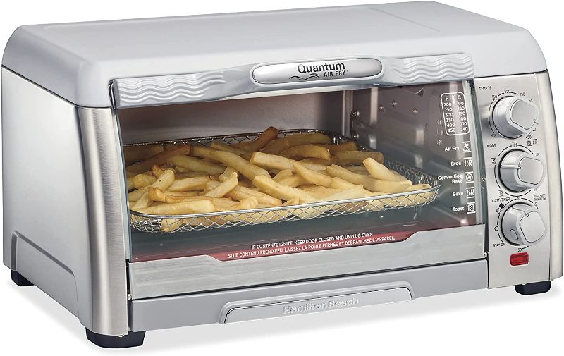 Photo 1 of Hamilton Beach Air Fryer Countertop Toaster Oven with Large Capacity, Fits 6 Slices or 12” Pizza, 5 Functions for Convection, Bake, Broil, Stainless Steel (31350)
