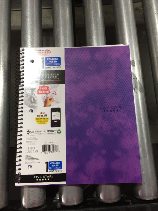 Photo 2 of Five Star 1 Subject College Ruled Spiral Notebook Pack of 12 purple
