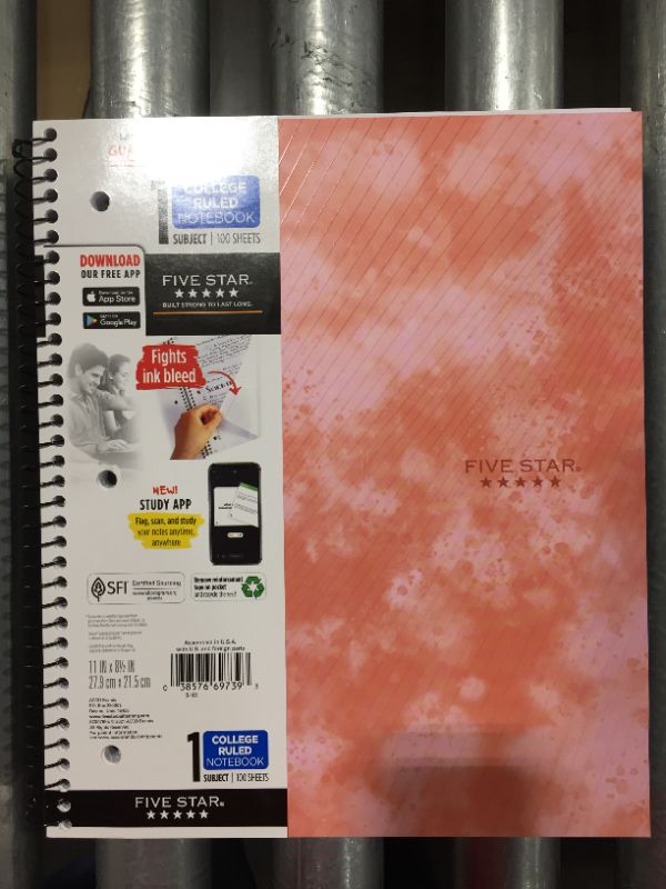 Photo 1 of Five Star 1 Subject College Ruled Spiral Notebook Pack of 12 pink
