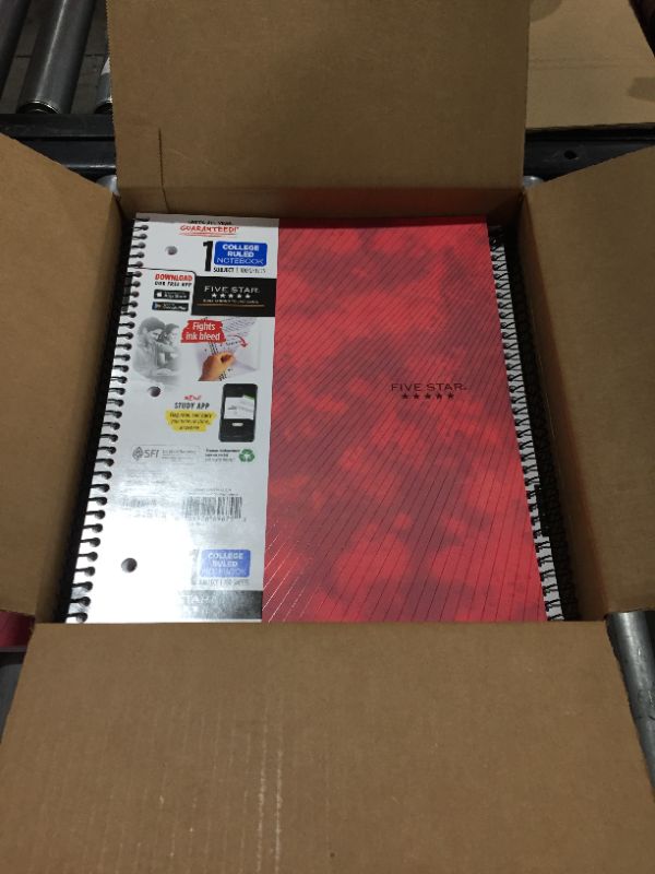 Photo 2 of Five Star 1 Subject College Ruled Spiral Notebook Pack of 12 red
